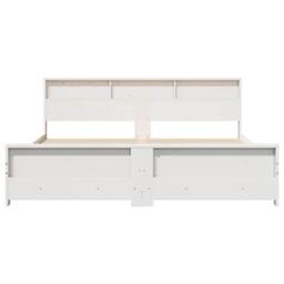 Berkfield Home Modern Bed Frame with Headboard White 200 x 200 cm Solid pine wood - thumbnail 5