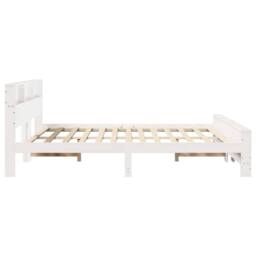 Berkfield Home Modern Bed Frame with Headboard White 200 x 200 cm Solid pine wood - thumbnail 6