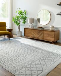 Livabliss Elaziz-Geometric Grey White Beige Taupe Global Living Dining Bedroom Rug in Charcoal - Size: 200 cm x 275 cm - thumbnail 8