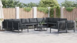 Berkfield Home Garden Sofa Set 12 pcs Anthracite Steel - thumbnail 4