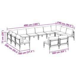 Berkfield Home Garden Sofa Set 12 pcs Anthracite Steel - thumbnail 8