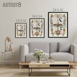 "Artery8 Pictoral Letter Guide with Bat Calligraphy Framed Canvas Wall Art in White - Size: W12"" x H16""" - thumbnail 4