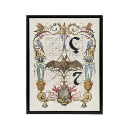 "Artery8 Pictoral Letter Guide with Bat Calligraphy Framed Canvas Wall Art in White - Size: W12"" x H16""" - thumbnail 1
