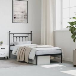 Berkfield Home Metal Bed Frame with Headboard Black 90x190 cm Single - thumbnail 4
