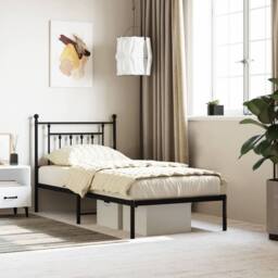Berkfield Home Metal Bed Frame with Headboard Black 90x190 cm Single - thumbnail 2
