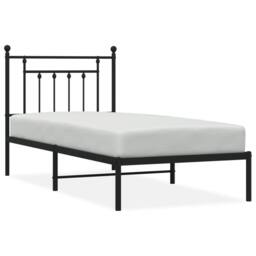 Berkfield Home Metal Bed Frame with Headboard Black 90x190 cm Single - thumbnail 3