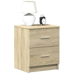 Berkfield Home Durable Bedside Cabinets 2 pcs with 2 Drawers Sonoma Oak 40x36x50 cm in Light Beige - Size: 40 x 36 x 50 cm - thumbnail 2