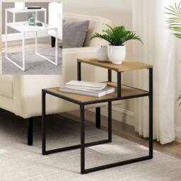 ERGOVEXA 2 x Wood Sofa Side End Coffee Table 2 Tier Nightstand Coastal Oak - thumbnail 5