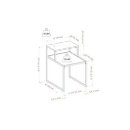 ERGOVEXA 2 x Wood Sofa Side End Coffee Table 2 Tier Nightstand Coastal Oak - thumbnail 2