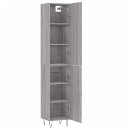 Berkfield Home Highboard Grey Sonoma 34.5x34x180 cm Engineered Wood - thumbnail 4