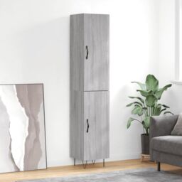 Berkfield Home Highboard Grey Sonoma 34.5x34x180 cm Engineered Wood - thumbnail 1