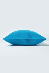Homescapes Cotton Rajput Ribbed Cushion Cover in Teal - Size: 60 cm x 60 cm - thumbnail 2