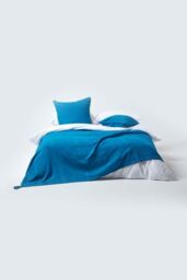 Homescapes Cotton Rajput Ribbed Cushion Cover in Teal - Size: 60 cm x 60 cm - thumbnail 4