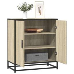 Berkfield Home Sideboard Sonoma Oak 68x35x76 cm Engineered Wood & Metal in Light Tan - Size: 68 x 35 x 76 cm - thumbnail 2