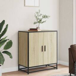 Berkfield Home Sideboard Sonoma Oak 68x35x76 cm Engineered Wood & Metal in Light Tan - Size: 68 x 35 x 76 cm