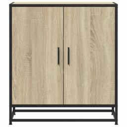 Berkfield Home Sideboard Sonoma Oak 68x35x76 cm Engineered Wood & Metal in Light Tan - Size: 68 x 35 x 76 cm - thumbnail 4