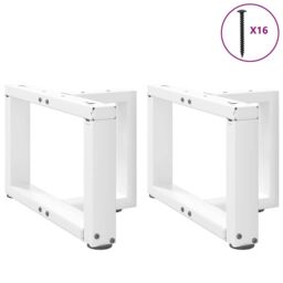 Berkfield Home Coffee Table Legs T-Shaped¬†2 pcs White 40x25x(30-31) cm Steel - thumbnail 5