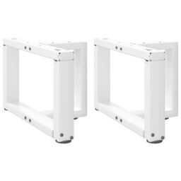 Berkfield Home Coffee Table Legs T-Shaped¬†2 pcs White 40x25x(30-31) cm Steel - thumbnail 1