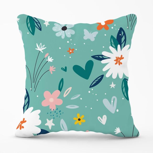Warren Reed - Designer Garden Summer Flowers Outdoor Cushion in Blue - Size: 60 cm x 60 cm - image 1