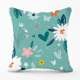 Warren Reed - Designer Garden Summer Flowers Outdoor Cushion in Blue - Size: 60 cm x 60 cm - thumbnail 1