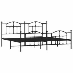 Berkfield Home Metal Bed Frame with Headboard & Footboard Black 193x203 cm - thumbnail 1