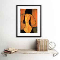 "Artery8 Painting Amedeo Modigliani Woman Hat 12x16"" Framed Art Print in Orange - Size: W12"" x H16""" - thumbnail 2