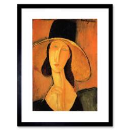 "Artery8 Painting Amedeo Modigliani Woman Hat 12x16"" Framed Art Print in Orange - Size: W12"" x H16""" - thumbnail 1