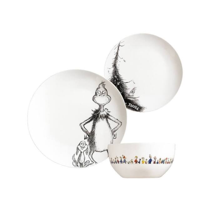 The Grinch 12pc Porcelain Dinner Set - Plates & Bowls Dinnerware in White - Size: 12 Pack - image 1