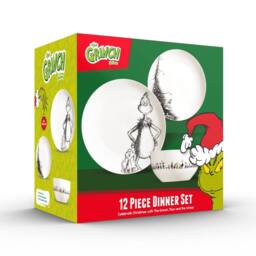 The Grinch 12pc Porcelain Dinner Set - Plates & Bowls Dinnerware in White - Size: 12 Pack - thumbnail 2