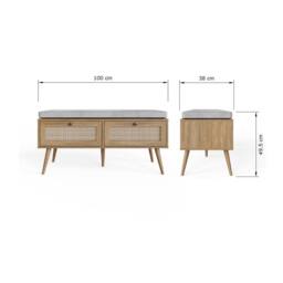 GFW Noor Rattan 2 Drawer Shoe Cabinet in Light Oak - thumbnail 6