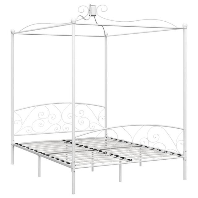 Berkfield Home Canopy Bed Frame White Metal 180x200 cm Super King - image 1
