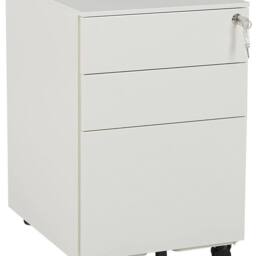 Wyld and Coco 3-Drawer Off-White Steel Storage Cabinet - Key Lock and Castors in White - thumbnail 2