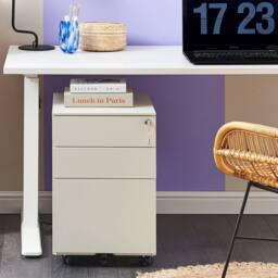 Wyld and Coco 3-Drawer Off-White Steel Storage Cabinet - Key Lock and Castors in White - thumbnail 1