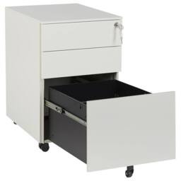Wyld and Coco 3-Drawer Off-White Steel Storage Cabinet - Key Lock and Castors in White - thumbnail 3