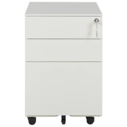Wyld and Coco 3-Drawer Off-White Steel Storage Cabinet - Key Lock and Castors in White - thumbnail 5
