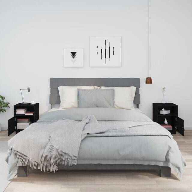 Berkfield Home Beautiful Bedside Cabinets 2 pcs Black 40x34x55 cm Solid Wood Pine - Size: 40 x 34 x 55 cm - image 1