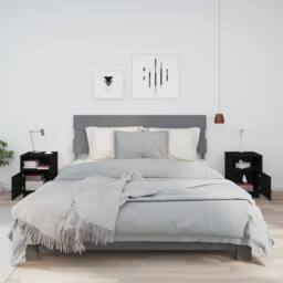 Berkfield Home Beautiful Bedside Cabinets 2 pcs Black 40x34x55 cm Solid Wood Pine - Size: 40 x 34 x 55 cm