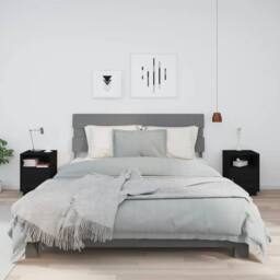 Berkfield Home Beautiful Bedside Cabinets 2 pcs Black 40x34x55 cm Solid Wood Pine - Size: 40 x 34 x 55 cm - thumbnail 2
