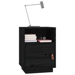 Berkfield Home Beautiful Bedside Cabinets 2 pcs Black 40x34x55 cm Solid Wood Pine - Size: 40 x 34 x 55 cm - thumbnail 4