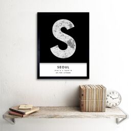 "Wee Blue Coo Wall Art Print Seoul South Korea City Map Modern Typography Stylish Letter Framed Word in Black - Size: W12"" x H16""" - thumbnail 2