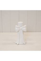 KDMD Tall Draping Bow Candle Holder in White