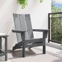 Berkfield Home Folding Adirondack Chair Light Grey 74.5x80.5x90 cm HDPE - thumbnail 3
