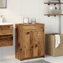 Berkfield Home Bathroom Cabinet Old Wood 60x33x80 cm Engineered Wood in Brown - Size: 60 x 33 x 80 cm - thumbnail 3