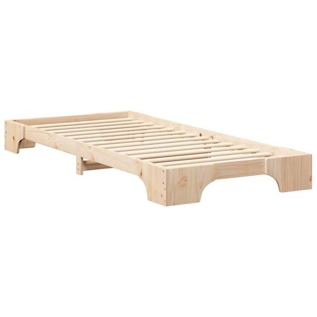 Berkfield Home Floor Bed Frame with Storage Brown 100 x 220 cm Wood in Natural - image 1