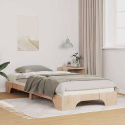 Berkfield Home Floor Bed Frame with Storage Brown 100 x 220 cm Wood in Natural - thumbnail 2
