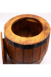 KDMD Natural Beer Barrel Stool with Storage Rustic Modern Design in Brown - thumbnail 3