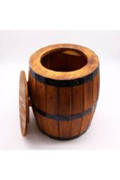 KDMD Natural Beer Barrel Stool with Storage Rustic Modern Design in Brown - thumbnail 2
