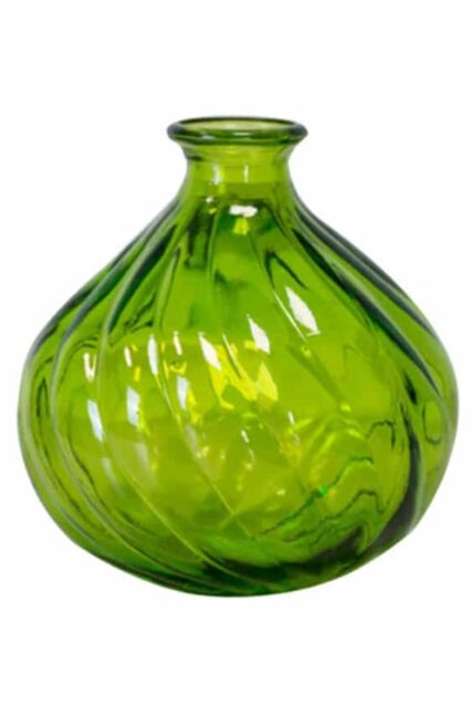 Verano Spanish Ceramics Glass Ola Home Décor Small Round Vase (H) 17cm in Lime - image 1