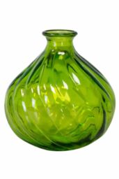 Verano Spanish Ceramics Glass Ola Home Décor Small Round Vase (H) 17cm in Lime - thumbnail 1