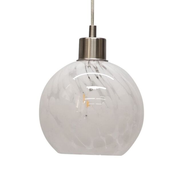 First Choice Lighting Confetti - Glass Globe with Satin Nickel Pendant Fitting in White - image 1